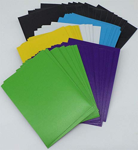 docsmagic.de 5 x 100 Premium Bi-Color Card Sleeves Mat Light Blue Green Yellow White Purple/Black Standard Size 66 x 91 Kartenhüllen Schwarz von docsmagic.de
