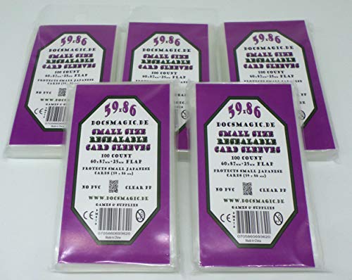 docsmagic.de 5 x 100 Resealable Card Sleeves Small Size 60 x 87 + Flap - Wiederverschliessbar von docsmagic.de