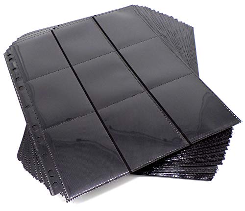 docsmagic.de 50 18-Pocket Pages Black - Sideloading - 11 Holes - MTG PKM YGO - Ordnerseiten Schwarz von docsmagic.de