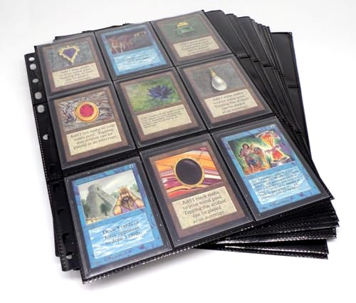 docsmagic.de 50 18-Pocket Pages Black - Toploading Standard Size - MTG - Pokemon - 11-Hole - Schwarz von docsmagic.de