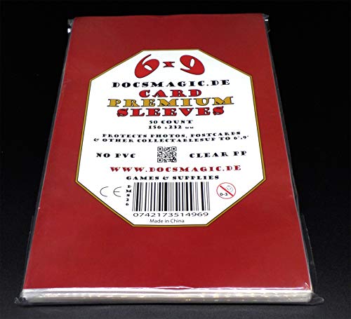docsmagic.de 50 Premium 6" x 9" Card Sleeves - 156 x 232 mm - Photo Postcard Kartenhüllen von docsmagic.de