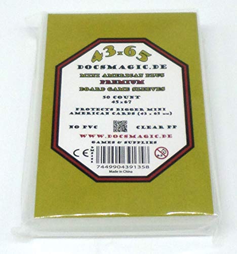 docsmagic.de 50 Premium Mini American Plus Board Game Sleeves - 45 x 67 - Small US+ - Brettspielhüllen von docsmagic.de
