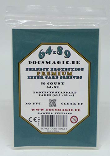 docsmagic.de 50 Premium Perfect Protection Inner Card Sleeves Clear - 63,5 x 88 Standard Size 64 x 89 - Kartenhüllen von docsmagic.de