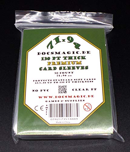 docsmagic.de 50 Premium Thick Card Sleeves - 130 pt - 3" x 4" Standard Size - 71 x 94 mm Kartenhüllen von docsmagic.de