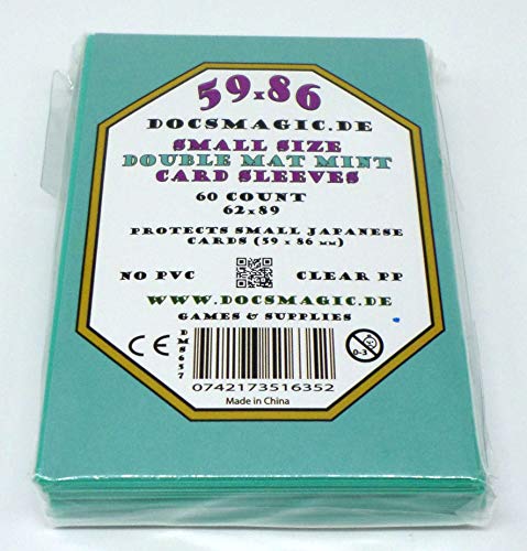 docsmagic.de 60 Double Mat Mint Card Sleeves Small Size 62 x 89 - Aqua - Mini Kartenhüllen - YGO von docsmagic.de
