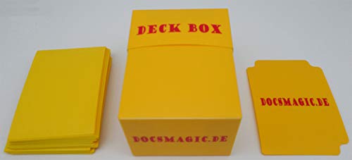 docsmagic.de Deck Box + 60 Mat Yellow Sleeves Small Size - Mini Kartenbox & Kartenhüllen Gelb - YGO von docsmagic.de