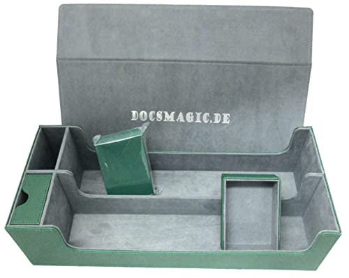 docsmagic.de Premium 2-Row Trading Card Storage Box Green + Trays & Divider - MTG PKM YGO - Aufbewahrungsbox Grün von docsmagic.de