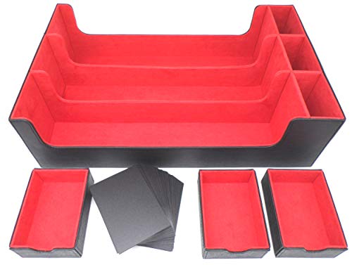 docsmagic.de Premium 3-Row Trading Card Storage Box Black/Red + Trays & Divider - MTG PKM YGO - Aufbewahrungsbox Schwarz/Rot von docsmagic.de