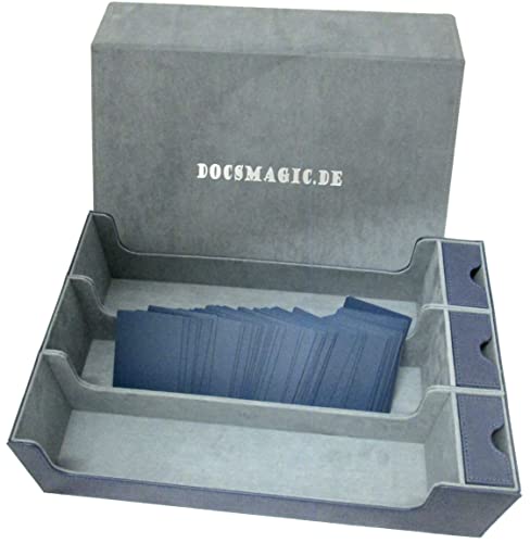 docsmagic.de Premium 3-Row Trading Card Storage Box Blue + Trays & Divider - MTG PKM YGO - Aufbewahrungsbox Blau von docsmagic.de