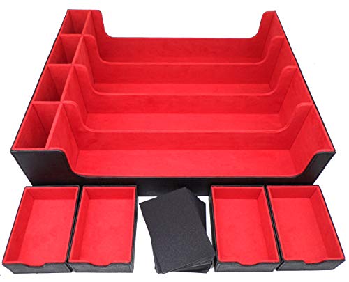 docsmagic.de Premium 4-Row Trading Card Storage Box Black/Red + Trays & Divider - MTG PKM YGO - Aufbewahrungsbox Schwarz/Rot von docsmagic.de