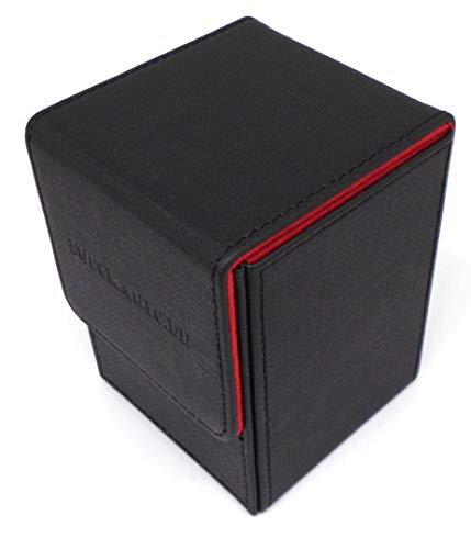 docsmagic.de Premium Magnetic Flip Box (100) Black/Red + Deck Divider - MTG PKM YGO - Kartenbox Schwarz/Rot von docsmagic.de