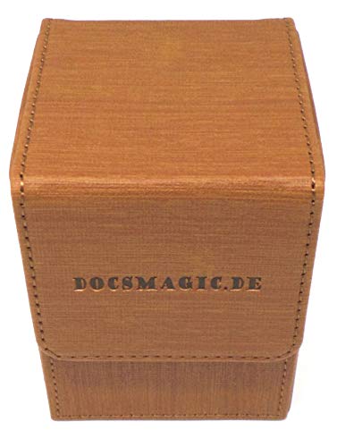 docsmagic.de Premium Magnetic Flip Box (100) Gold + Deck Divider - MTG - PKM - YGO - Kartenbox Gold von docsmagic.de