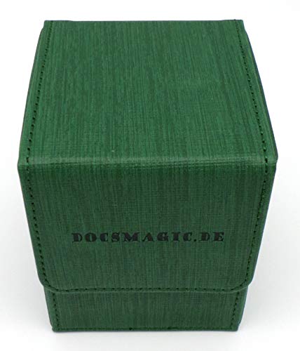 docsmagic.de Premium Magnetic Flip Box (100) Green + Deck Divider - MTG PKM YGO - Kartenbox Grün von docsmagic.de