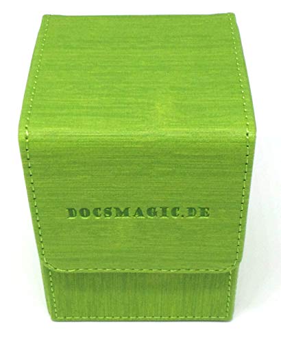 docsmagic.de Premium Magnetic Flip Box (100) Light Green + Deck Divider - MTG - PKM - YGO - Kartenbox Hellgrün von docsmagic.de