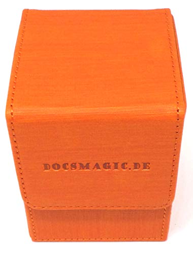 docsmagic.de Premium Magnetic Flip Box (100) Orange + Deck Divider - MTG - PKM - YGO - Kartenbox Orange von docsmagic.de