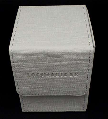 docsmagic.de Premium Magnetic Flip Box (100) White + Deck Divider - MTG PKM YGO - Kartenbox Weiss von docsmagic.de