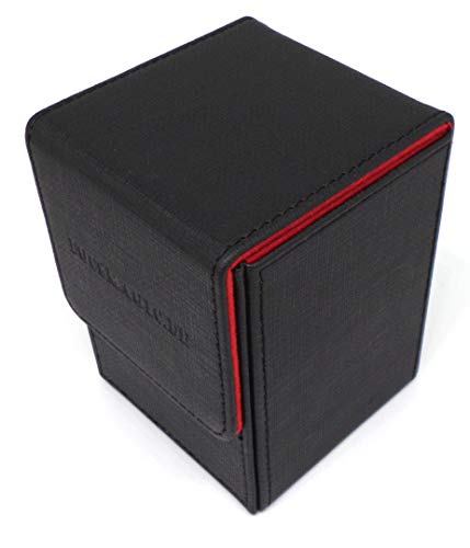 docsmagic.de Premium Magnetic Flip Box (80) Black/Red + Deck Divider - MTG PKM YGO - Kartenbox Schwarz/Rot von docsmagic.de