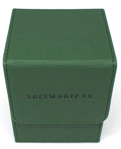 docsmagic.de Premium Magnetic Flip Box (80) Dark Green + Deck Divider - MTG PKM YGO - Kartenbox Dunkelgrün von docsmagic.de