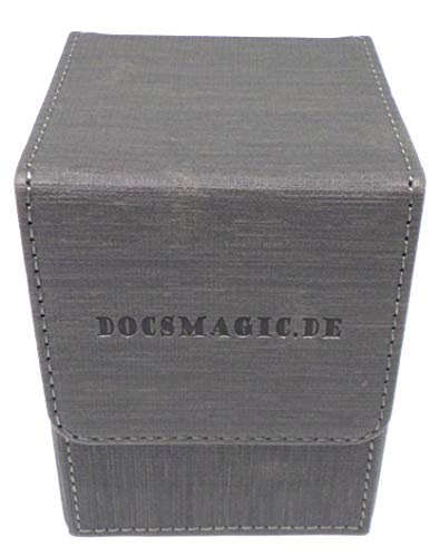 docsmagic.de Premium Magnetic Flip Box (80) Silver + Deck Divider - MTG PKM YGO - Kartenbox Silber von docsmagic.de