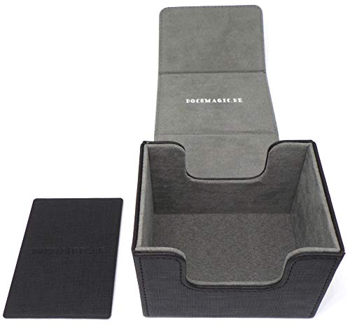 docsmagic.de Premium Magnetic Sideflip Box 100 Black + Deck Divider - MTG - PKM - YGO - Kartenbox Schwarz von docsmagic.de