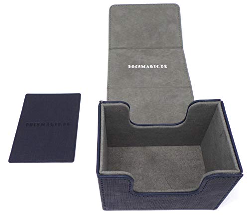 docsmagic.de Premium Magnetic Sideflip Box 100 Blue + Deck Divider - MTG - PKM - YGO - Kartenbox Blau von docsmagic.de