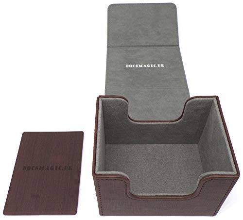 docsmagic.de Premium Magnetic Sideflip Box 100 Brown + Deck Divider - MTG - PKM - YGO - Kartenbox Braun von docsmagic.de