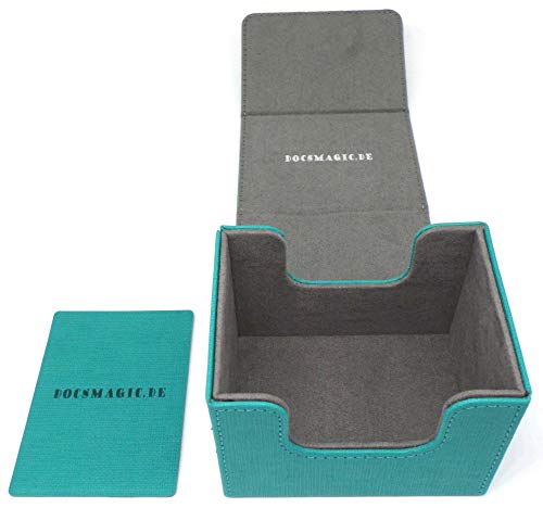 docsmagic.de Premium Magnetic Sideflip Box 100 Mint + Deck Divider - MTG - PKM - YGO - Kartenbox Aqua von docsmagic.de