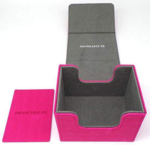 docsmagic.de Premium Magnetic Sideflip Box 100 Pink + Deck Divider - MTG - PKM - YGO - Kartenbox Rosa von docsmagic.de