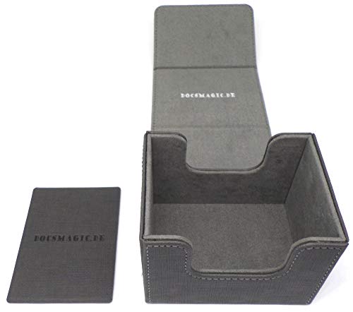 docsmagic.de Premium Magnetic Sideflip Box 100 Silver + Deck Divider - MTG - PKM - YGO - Kartenbox Silber von docsmagic.de