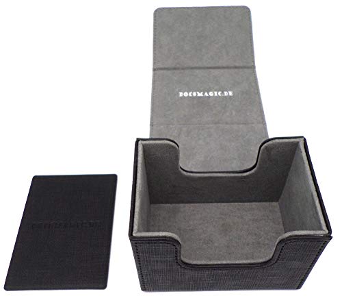 docsmagic.de Premium Magnetic Sideflip Box 80 Black + Deck Divider - MTG - PKM - YGO - Kartenbox Schwarz von docsmagic.de