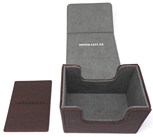 docsmagic.de Premium Magnetic Sideflip Box 80 Brown + Deck Divider - MTG - PKM - YGO - Kartenbox Braun von docsmagic.de