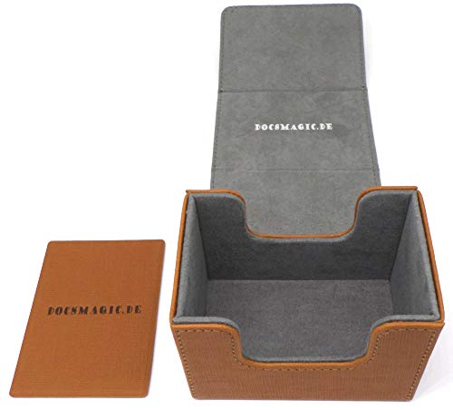 docsmagic.de Premium Magnetic Sideflip Box 80 Gold + Deck Divider - MTG - PKM - YGO - Kartenbox Gold von docsmagic.de