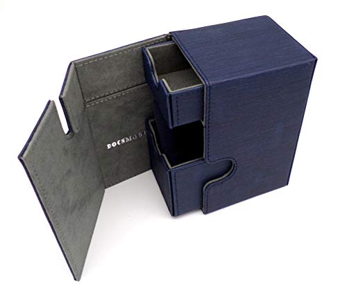 docsmagic.de Premium Magnetic Tray Box (100) Blue + Deck Divider - MTG - PKM - YGO - Kartenbox Blau von docsmagic.de