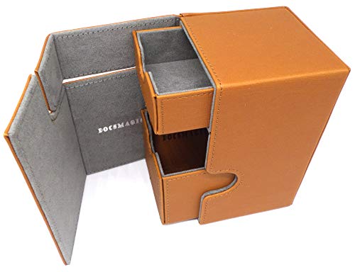docsmagic.de Premium Magnetic Tray Box (100) Gold + Deck Divider - MTG - PKM - YGO - Kartenbox Gold von docsmagic.de