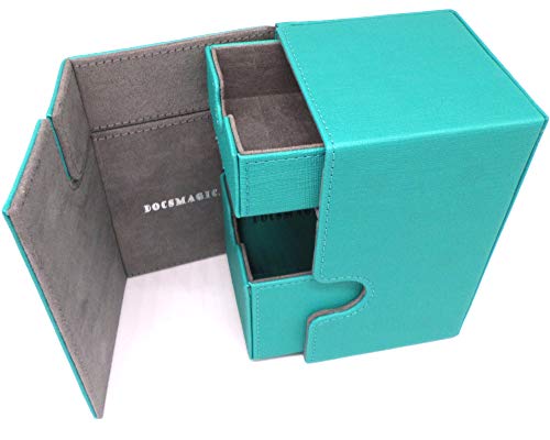 docsmagic.de Premium Magnetic Tray Box (100) Mint + Deck Divider - MTG - PKM - YGO - Kartenbox Aqua von docsmagic.de