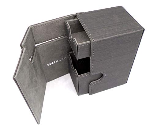 docsmagic.de Premium Magnetic Tray Box (80) Silver + Deck Divider - MTG - PKM - YGO - Kartenbox Silber von docsmagic.de