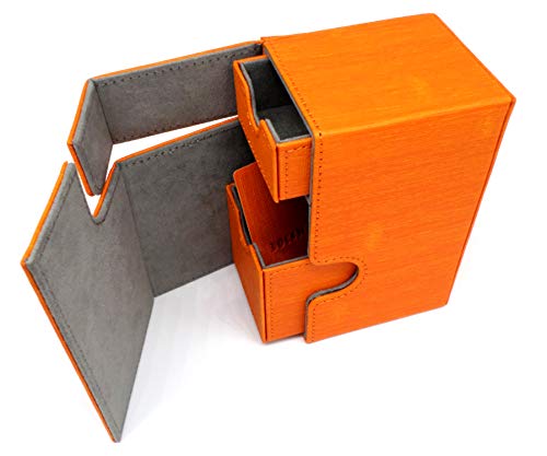 docsmagic.de Premium Magnetic Tray Box (80) Orange + Deck Divider - MTG - PKM - YGO - Kartenbox Orange von docsmagic.de