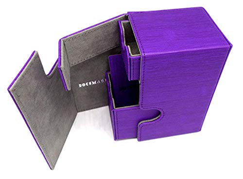 docsmagic.de Premium Magnetic Tray Box (80) Purple + Deck Divider - MTG - PKM - YGO - Kartenbox Lila von docsmagic.de