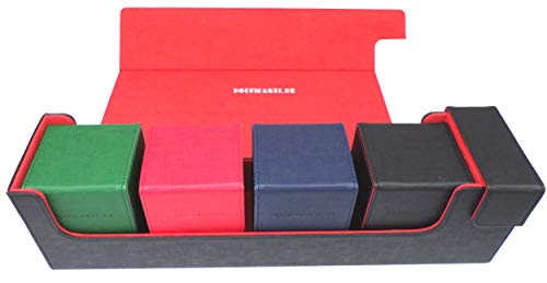 docsmagic.de Premium Magnetic Tray Long Box Black/Red Large + 4 Flip Boxes Mix 1- Schwarz/Rot von docsmagic.de