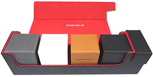 docsmagic.de Premium Magnetic Tray Long Box Black/Red Large + 4 Flip Boxes Mix 2- Schwarz/Rot von docsmagic.de
