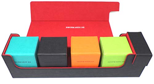 docsmagic.de Premium Magnetic Tray Long Box Black/Red Large + 4 Flip Boxes Mix 3- Schwarz/Rot von docsmagic.de