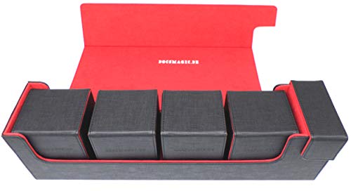 docsmagic.de Premium Magnetic Tray Long Box Black/Red Large + 4 Flip Boxes - Schwarz/Rot von docsmagic.de