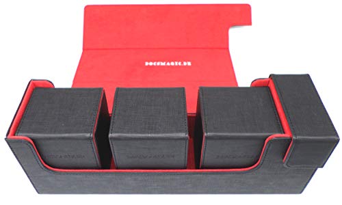 docsmagic.de Premium Magnetic Tray Long Box Black/Red Medium + 3 Flip Boxes - Schwarz/Rot von docsmagic.de