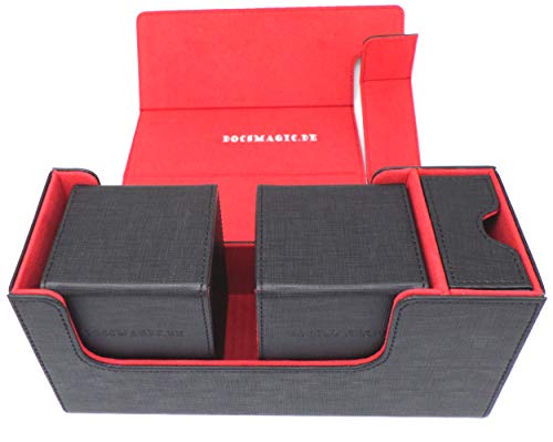 docsmagic.de Premium Magnetic Tray Long Box Black/Red Small + 2 Flip Boxes - Schwarz/Rot von docsmagic.de