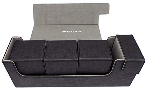 docsmagic.de Premium Magnetic Tray Long Box Black Medium + 3 Flip Boxes - Schwarz von docsmagic.de