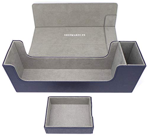 docsmagic.de Premium Magnetic Tray Long Box Dark Blue Medium - Card Deck Storage - Kartenbox Aufbewahrung Transport Dunkelblau von docsmagic.de