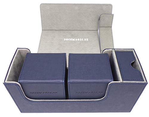 docsmagic.de Premium Magnetic Tray Long Box Dark Blue Small + 2 Flip Boxes - Dunkelblau von docsmagic.de