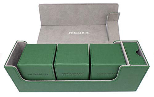 docsmagic.de Premium Magnetic Tray Long Box Dark Green Medium + 3 Flip Boxes - Dunkelgrün von docsmagic.de