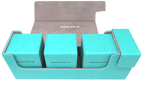 docsmagic.de Premium Magnetic Tray Long Box Mint Medium + 3 Flip Boxes - Aqua von docsmagic.de