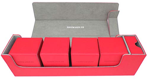 docsmagic.de Premium Magnetic Tray Long Box Red Large + 4 Flip Boxes - Rot von docsmagic.de